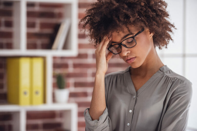woman feel tired and stressful